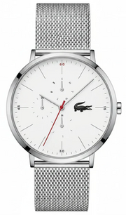 Lacoste Moon Multifunction White Dial Silver Steel Strap Watch for Men - 2011025