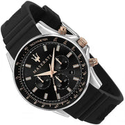 Maserati SFIDA 44mm Black Silicon Chronograph Watch For Men - R8871640002