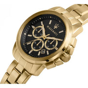 Maserati Successo 44mm Black Dial Gold Stainless Steel Strap Watch For Men - R8873621013