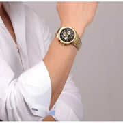 Maserati Stile Chronograph Black Dial Gold Steel Strap Watch For Men - R8873642001
