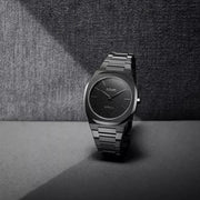 D1 Milano Ultra Thin Black Dial Gray Steel Strap Watch for Men - D1-UTBJ15