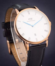 Daniel Wellington Classic Sheffield White Dial Black Leather Strap Watch For Men - DW00100084
