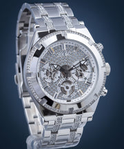 Guess Continental Silver Dial Silver Steel Strap Watch for Men - GW0261G1
