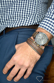 Hugo Boss Champion Chronograph Grey Dial Brown Leather Strap Watch for Men - 1513815