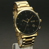 Hugo Boss Integrity Chronograph Black Dial Gold Steel Strap Watch for Men - 1513781