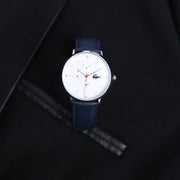 Lacoste Moon Multifunction White Dial Blue Leather Strap Watch for Men - 2010975