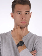 Michael Kors Slim Runway Black Dial Black Leather Strap Watch For Men - MK8908