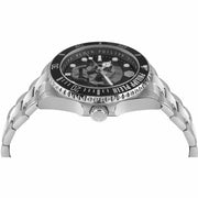 Philipp Plein The $kull Diver Black Dial Silver Steel Strap Watch For Men- PWOAA0522