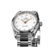 Omega Seamaster Aqua Terra Quartz Diamond Silver Dial Silver Steel Strap Watch for Women - 220.10.28.60.54.001