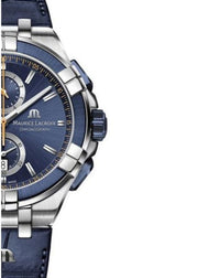Maurice Lacroix Aikon Chronograph Blue Dial Blue Leather Strap Watch For Men - AI1018-SS001-432-4