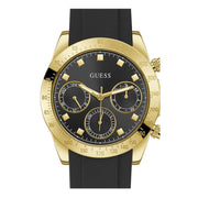 Guess Eclipse Multi Function Black Dial Black Rubber Strap Watch for Women - GW0315L1