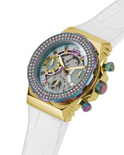 Guess Fusion Chronograph White Dial White Leather Strap Watch For Women - GW0553L2